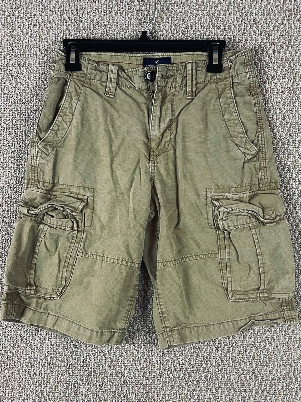 American Eagle Mens 28x11" Longboard Cargo Shorts Heavyweight Ripstop Tan F78